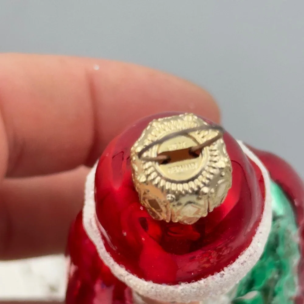 Vtg 2 Blown Glass Ornament Santa Blue Clown‎ Instrument Christmas West Germany